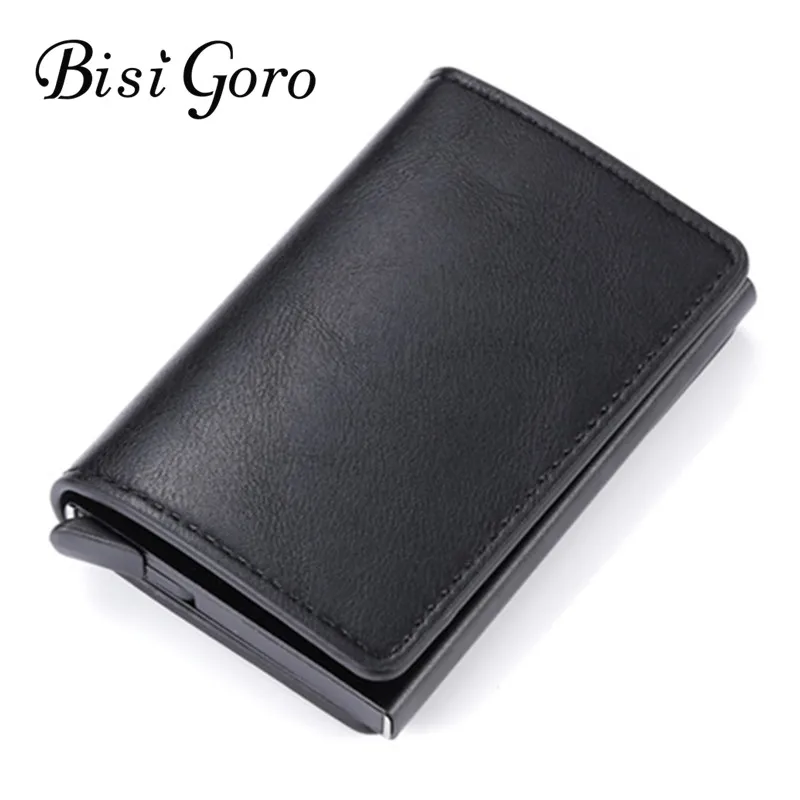 BISI GORO тонкий мини RFID кошелек алюминиевая коробка кредитный держатель для карт
