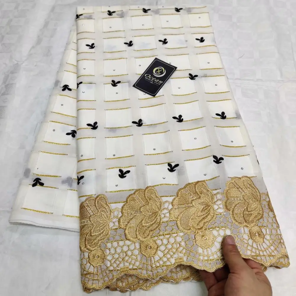 

High Quality African Nigerian Lace Fabric 100% Pure Cotton Embroidery Guipure Lace For Party Dress 5Yards/Lot