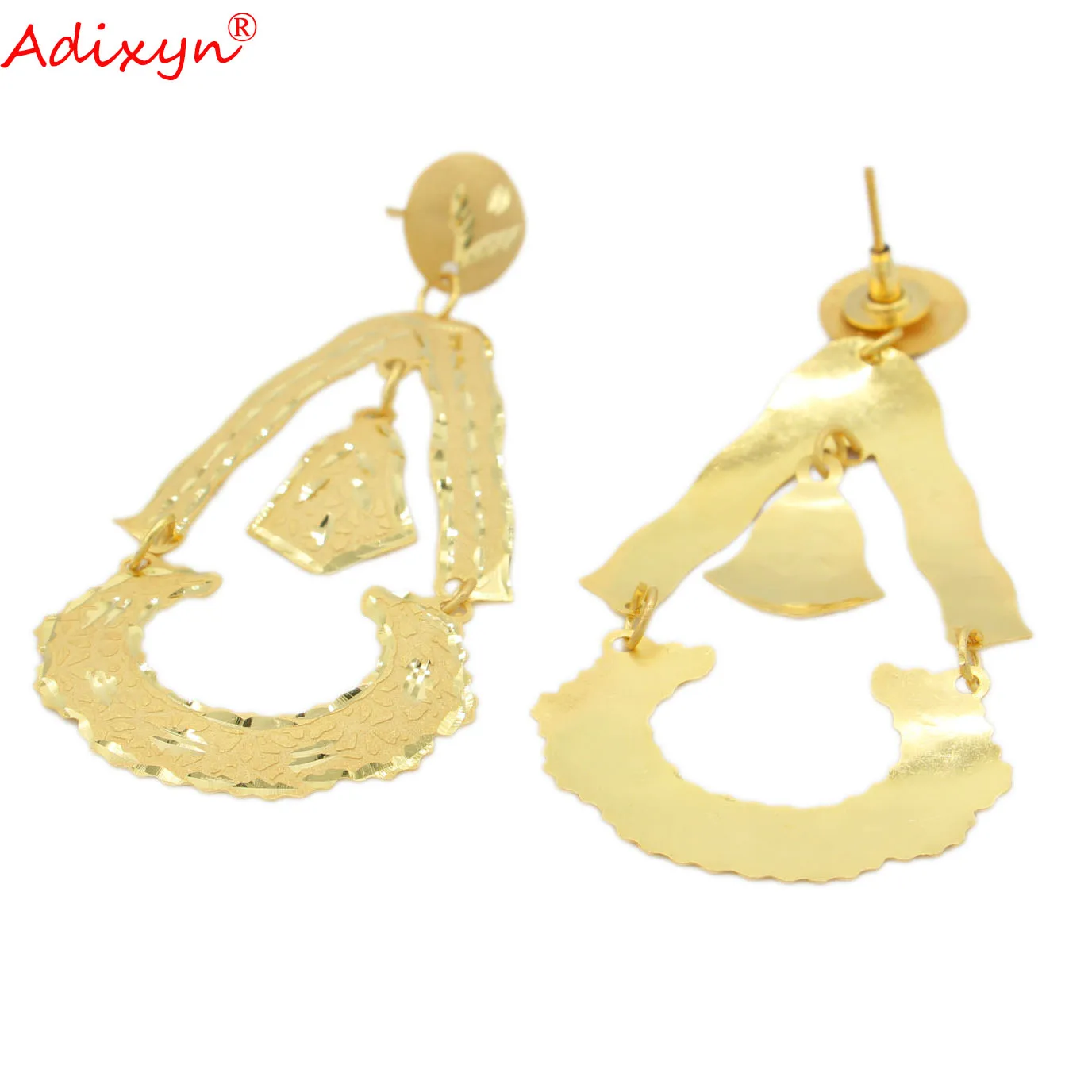 Adixyn Ethnic African Earrings 24k Gold Color Drop Earrings for Women Dubai Middle east bridal Wedding Jewelry N01312