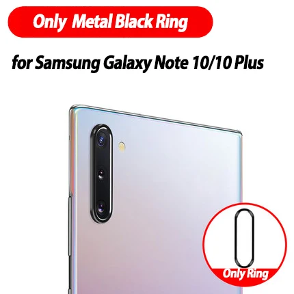 only black ring Закаленное стекло для samsung Galaxy Note 10 Plus стекло с металлическое кольцо задняя камера Защитная Для Note10 Pro 10+ пленка стекло - Цвет: only black ring