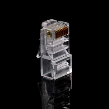 

10Pcs RJ45 8-Pin Connector CAT6 Network Cable Modular Ethernet Crystal Plugs