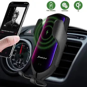 

360°Automatic Clamping 10W Wireless Charger Car Holder Smart Infrared Sensor Qi GPS Air Vent Mount Mobile Phone Bracket Stand