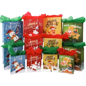 

Hemoton 12pcs Christmas Gift Bags Gift Wrapping Bags Kit Christmas Storage Bags 12PCS Gift Tags and 12 Sheets of Tissue Paper