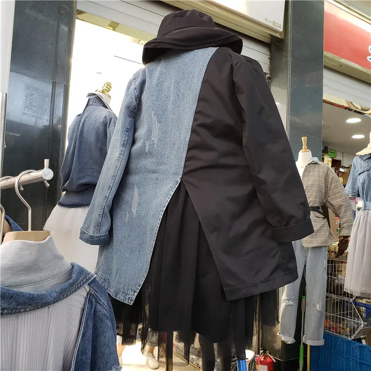 SuperAen Осень женский костюм куртки корейский стиль модные повседневные джинсовые стеганые куртки в сеточку Женская дикая женская одежда