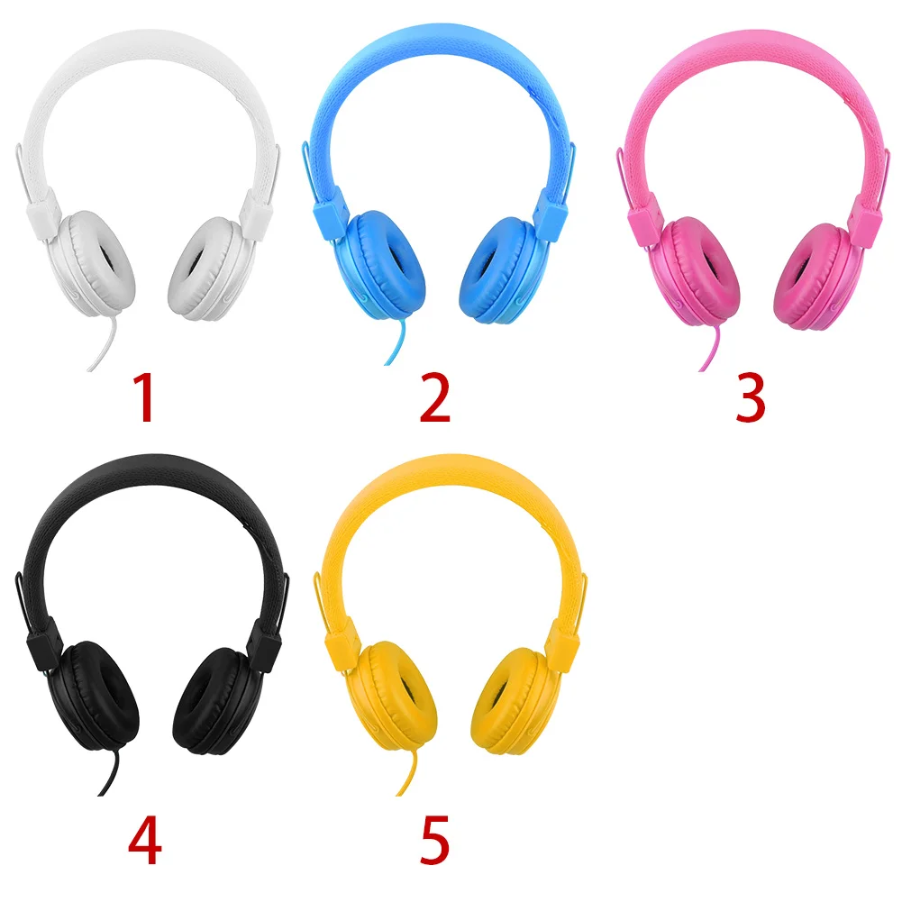 Children Wired Cord On Ear Built in Mic Stereo Kids Adjustable Headphones Foldable Headset E H004