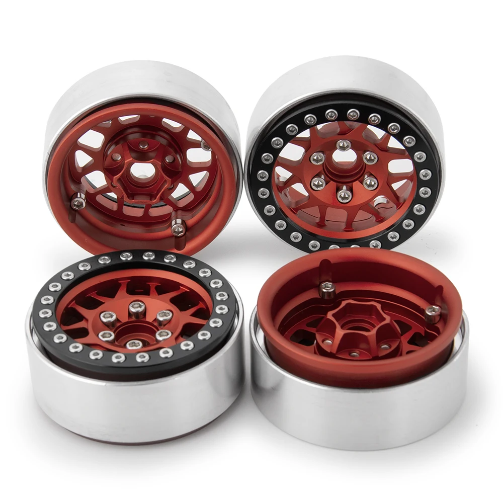YEAHRUN металлический сплав 1," Beadlock Колесные диски для SCX10 TRX4 D90 CC01 TF2 1/10 RC Гусеничный - Цвет: Red 4pcs