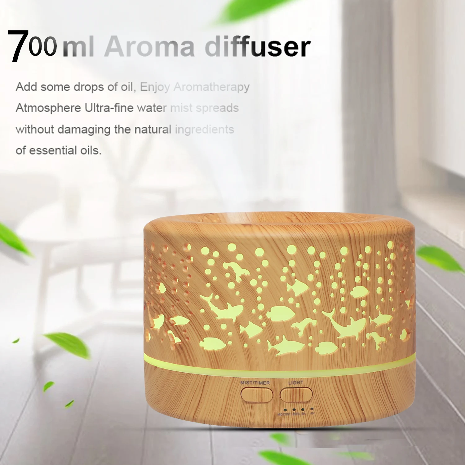 

2020 NEW aroma diffuser 700ml ultrasonic essential oil diffuser colorful lights air aromatherapy humidifier with wood grain