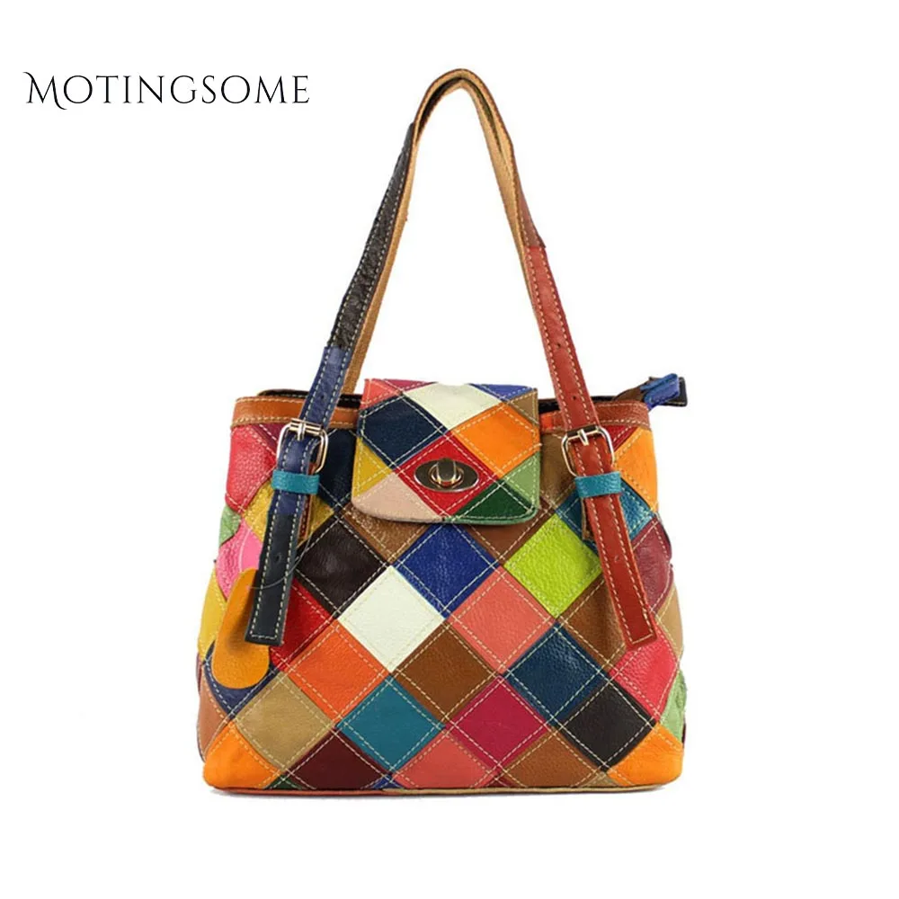 

Women Tote Bag Patchwork Style Genuine Leather Cowhide Large Shopper Bag Brand Design 2019 Luxury Handbags Women Bags Designer