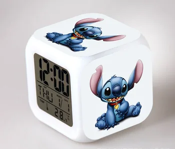 

Cartoon Lilo & Stitch LED 7 Color Flash Digital Alarm Clocks Kids Night Light Clock reloj despertador