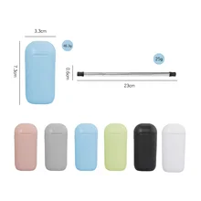 Открытый Портативный Телескопический складной питьевой соломы Многоразовые 304 нержавеющей стали соломы пищевой силиконовые соломы WB1136