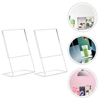 

2Pcs Acrylic Sign Holder Versatile Card Display Stand Desktop Menu Storage Rack Fine Chic Safe Rack Support Bracket