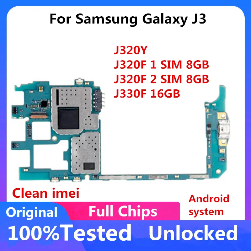 Для Samsung Galaxy J3 материнская плата J320Y J320F оригинальная разблокированная с полными