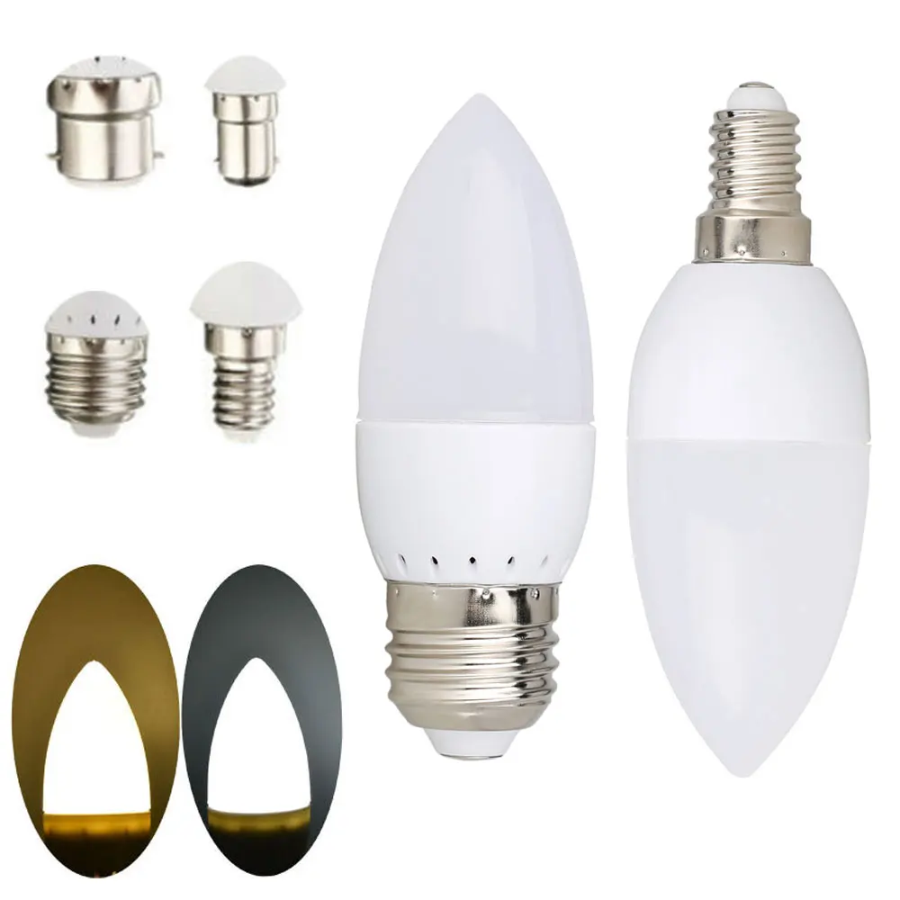 E14 E27 E12 B22 B15 3W LED Candle Bulb 2835 SMD Chandlier Lamp Ampoule Bombillas Home Lights Replace 20W Halogen Lamps 110V 220V