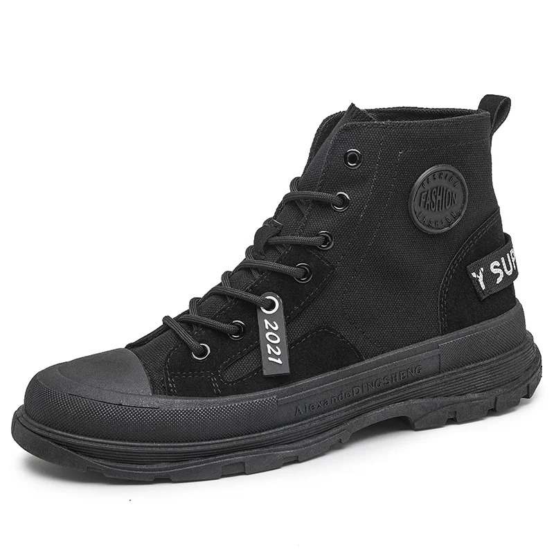 

Men High Quality Leather Boots Male Spring Casual Motorcycle Ankle Botas Hombre Men Lace-Up Basic Boots Man Fashion Men Boots