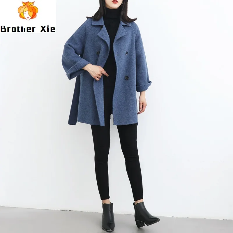 

Spring 2020 New Double-sided Cashmere Overcoat Women's Albaca Hepburn Style Regular Beautiful Elegant Sashes Wool Coat