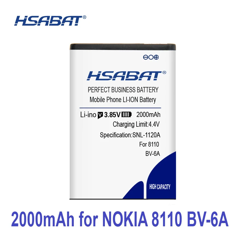 HSABAT 2000 мА/ч, BV-6A Батарея для Nokia банан 2060 3060 5250 C5-03 8110 4G