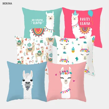 

Decorative Pillows Pink Cushion Cover Polyester Cartoon Printed Pillowcase 45 * 45cm Home Decorative Cushion Covers for Sofa car