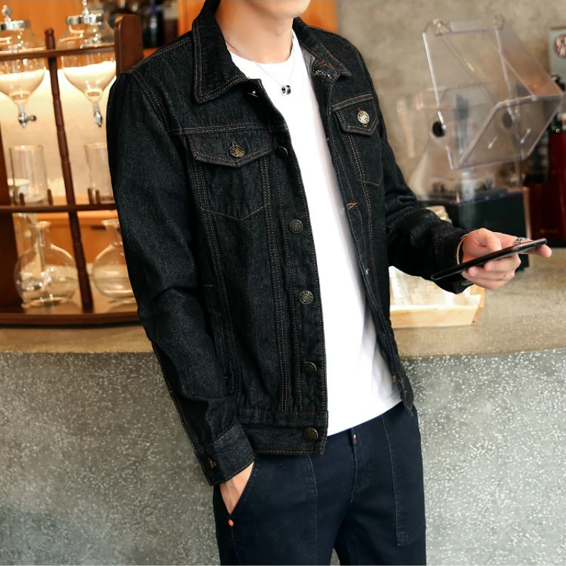Hot 2021 Fashion Mens Denim Jackets Slim Fit Mens Jeans Jacket Cotton Outwear Coat Long Sleeve Hole Male Clothing Size M-4XL