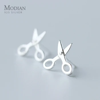 

Modian Authentic 925 Sterling Silver Simple Cute Scissors Stud Earrings for Women Brincos Exquisite 2020 Ear Statement Jewelry