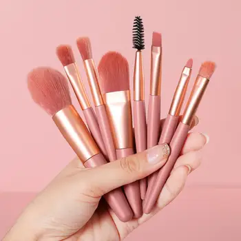 

2020 New 8 Pcs Set Makeup Brushes Mini Pro Brush Kit Matte Wooden Handle Portable Soft Hair Makeup Brush Set Cosmetic Tool Kit