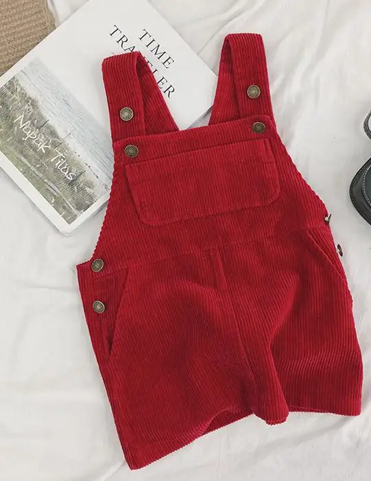 Красный Girls' Corduroy Strap Dress Children's Autumn And Winter New Clothes Foreign Style Thickened Vest Dress Kids Dresses For Girls - Цвет: Красный