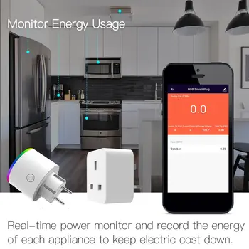 

Wifi Smart Plug Rgb Wireless Power Socket Smart Life/Tuya App Remote Control Work With Google Home No Hub Required