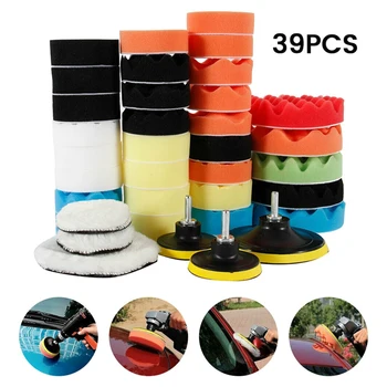 

16Pcs 31pcs 39pcs Sponge Car Polisher Waxing Pads Buffing Kit for Boat Car Polish Buffer Drill Wheel polisher Removes Scratches