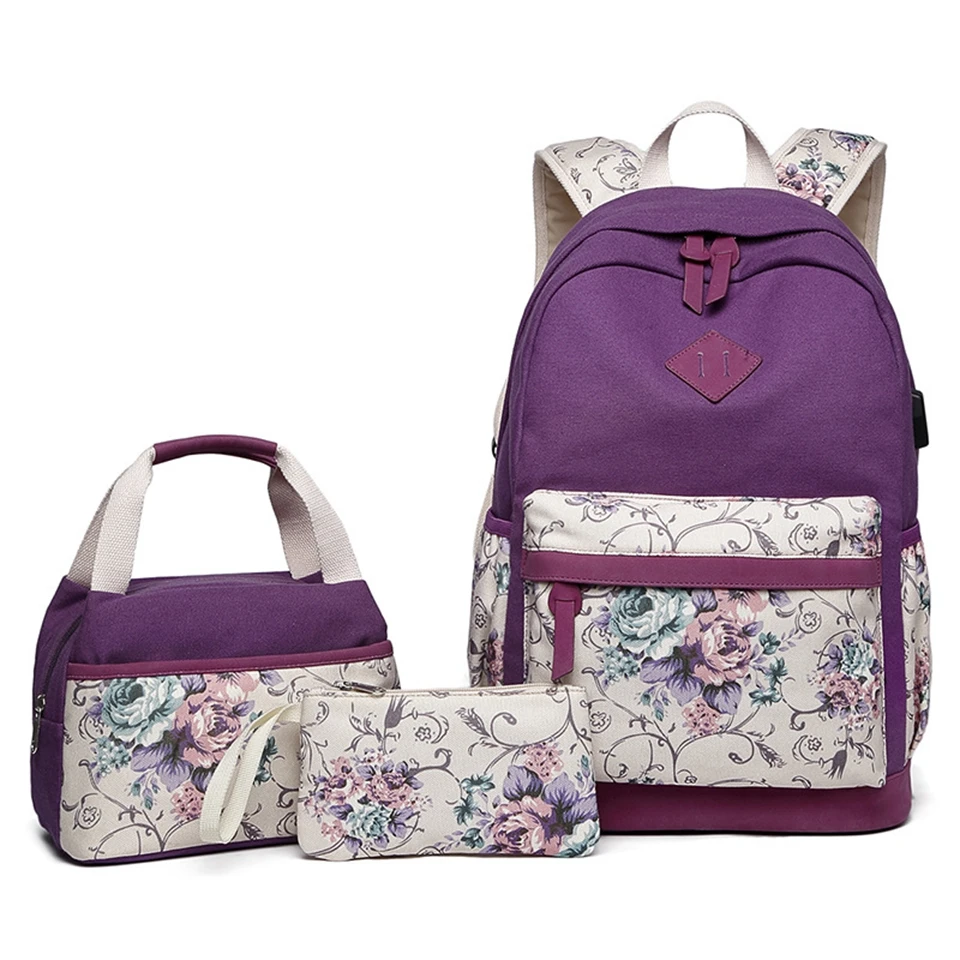 Waterproof Canvas Bookbag Girls School 