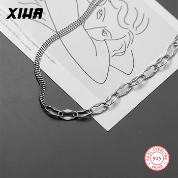 

XIHA Real 925 Sterling Silver Layered Choker Necklaces Women Cuban Link Chain Korean Style Minimalist Jewelry