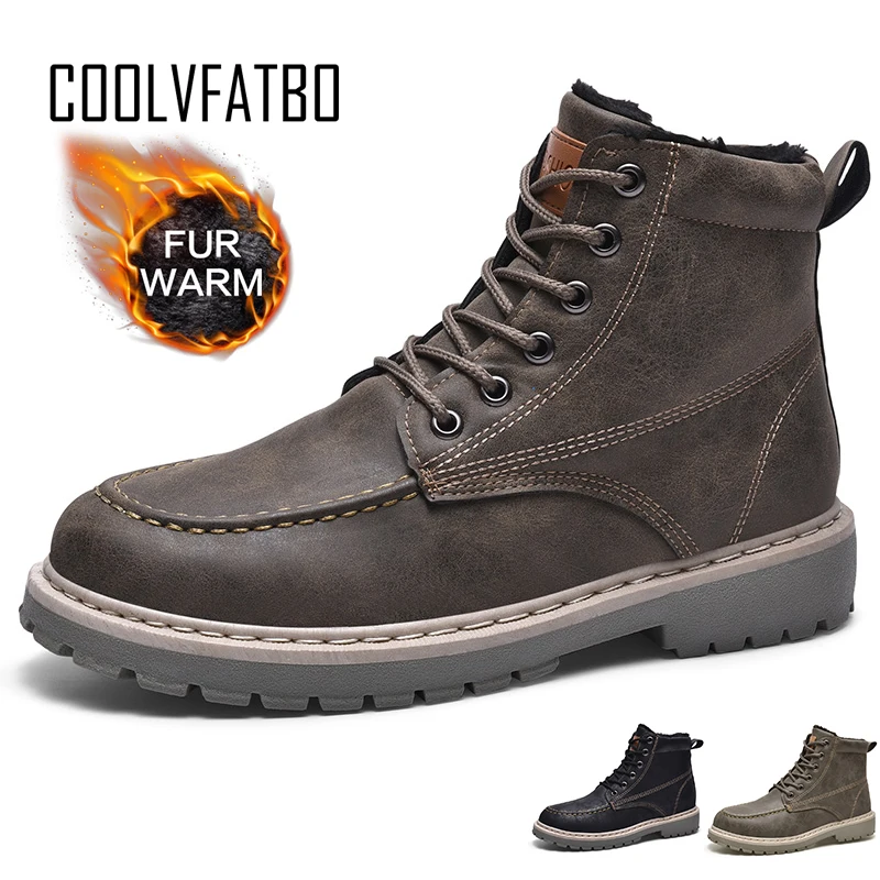 

COOLVFATBO Winter Shoes Men Boots Warm Fur Snow Boots Men Shoes High-top Shoes Male Shoes Adult Mens Winter Footwear Boots Men