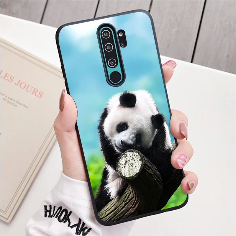 Animal Panda black Silicone Phone Case For Redmi note 9 8 7 Pro S 8T 7A Cover case for xiaomi