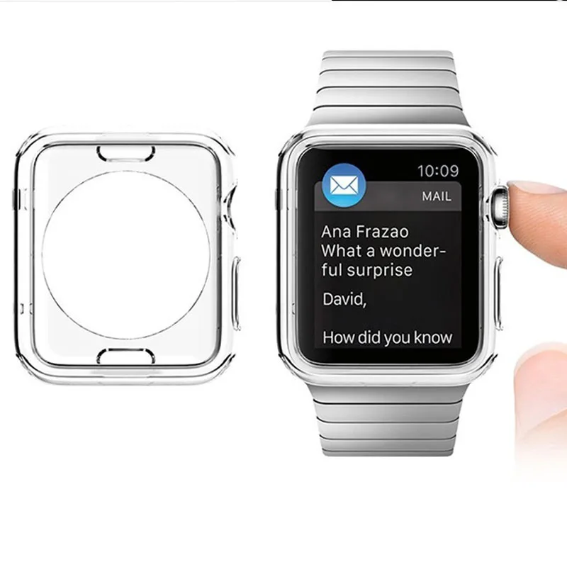 200 шт модный прозрачный Ультратонкий Мягкий ТПУ чехол для Apple Watch Series 4 3 2 1 40 мм 44 мм 38 мм 42 мм противоударный прозрачный чехол