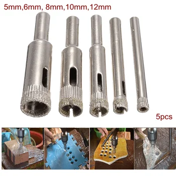 

5pcs Diamond Coated Core Hole Saw Drill Bit Set Tools For Tiles Marble Glass Ceramic Cut Bit Tool 5 6 8 10 12mm