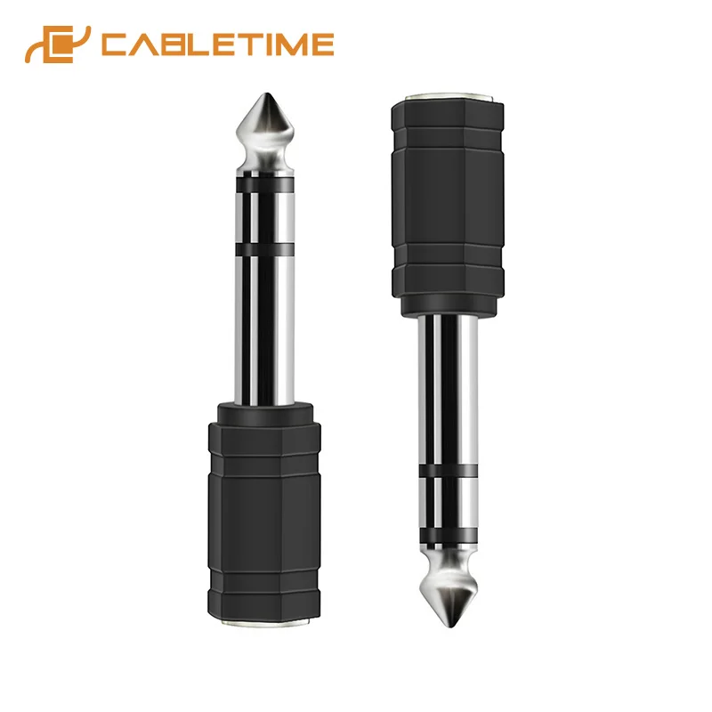 

Cabletime Nickle Plated Stereo 3.5mm Female to 6.35mm Male 3pcs TRS Jack Audio Adapter Audio Microphone Plug Connector