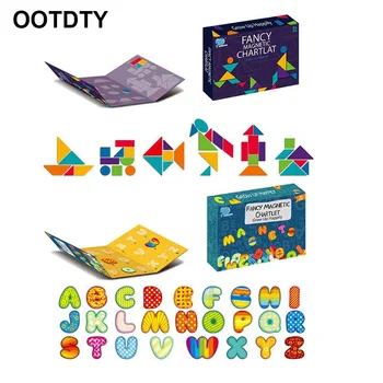 

Paper Jigsaw Puzzle Board Set Baby Montessori Educational Toys Magnetic Puzzle Foldable English Letter Geometry Pair