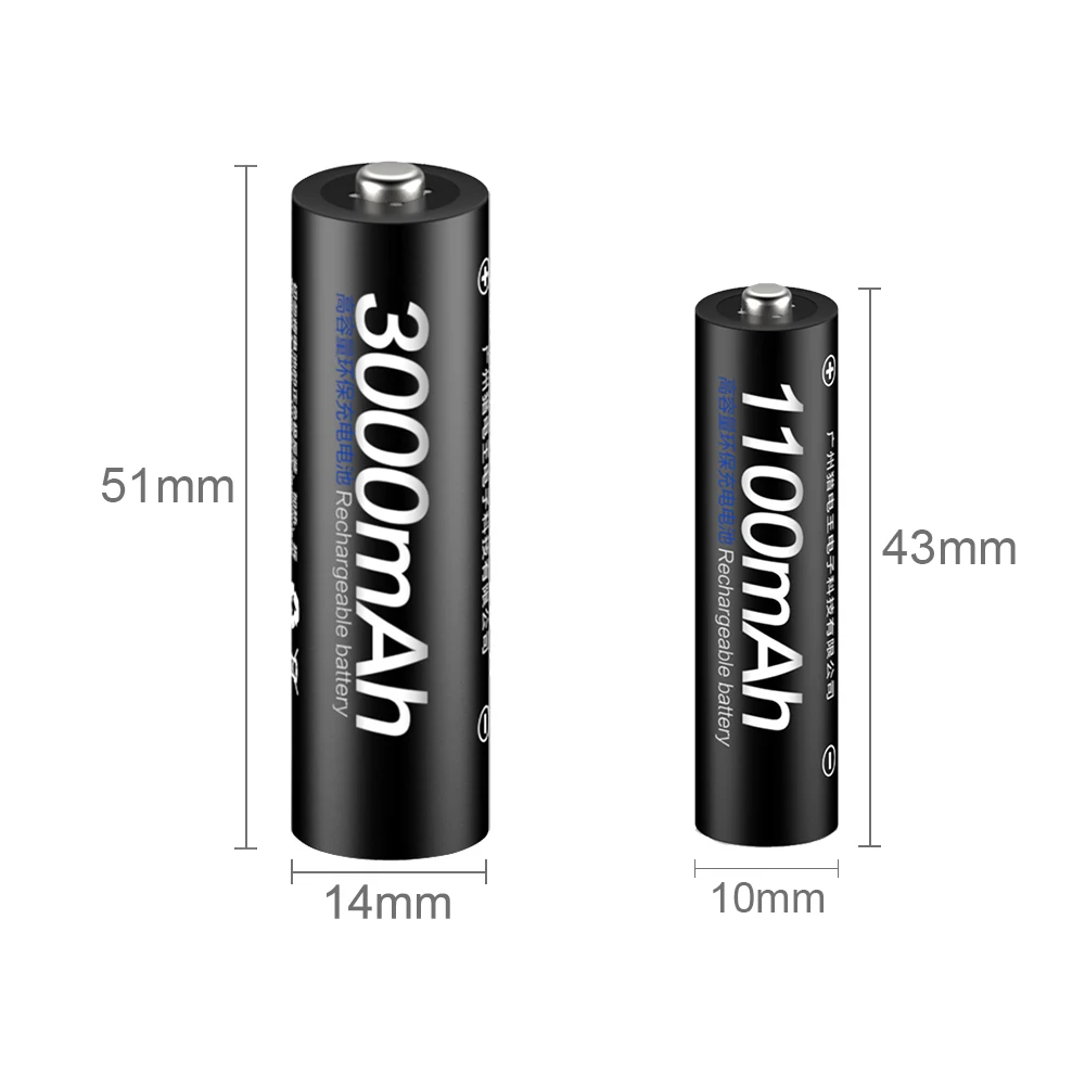 PALO 8 шт./лот набор перезаряжаемых батарей включает 4 шт. AA 3000mAh и 4 шт. AAA 1100mAh Ni-MH AA/AAA аккумуляторные батареи для радио