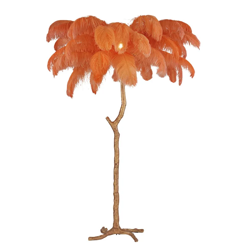 

Pure Copper Bedside Designer Design Standing Lamps Decorative Light Floor Lamp With Colorful Feathers Design Modern Lamp