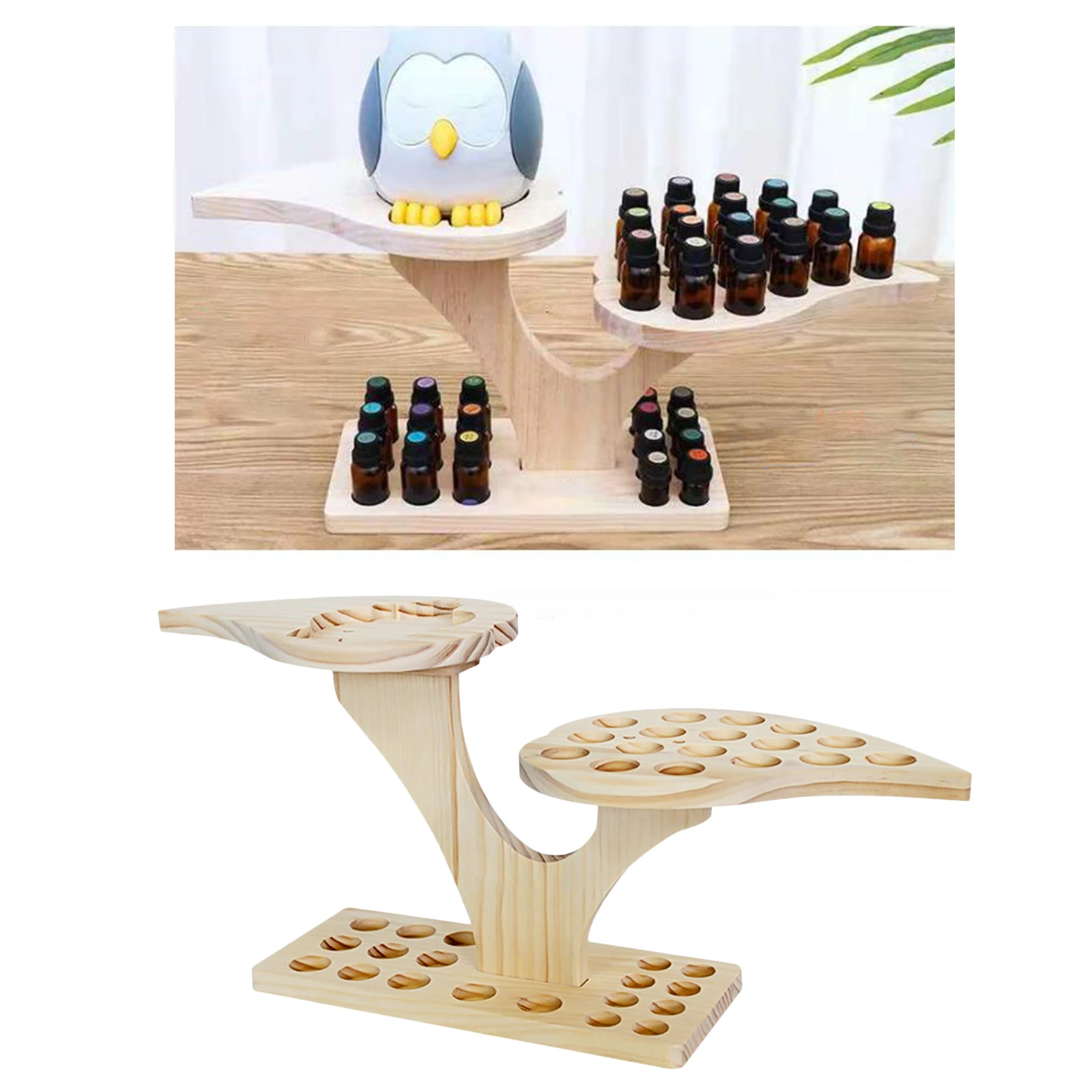 

36 Slots Wooden Essential Oils Stand Diffuser Holder Carousel Box Home Decoration Wood Artwork Case Organizer