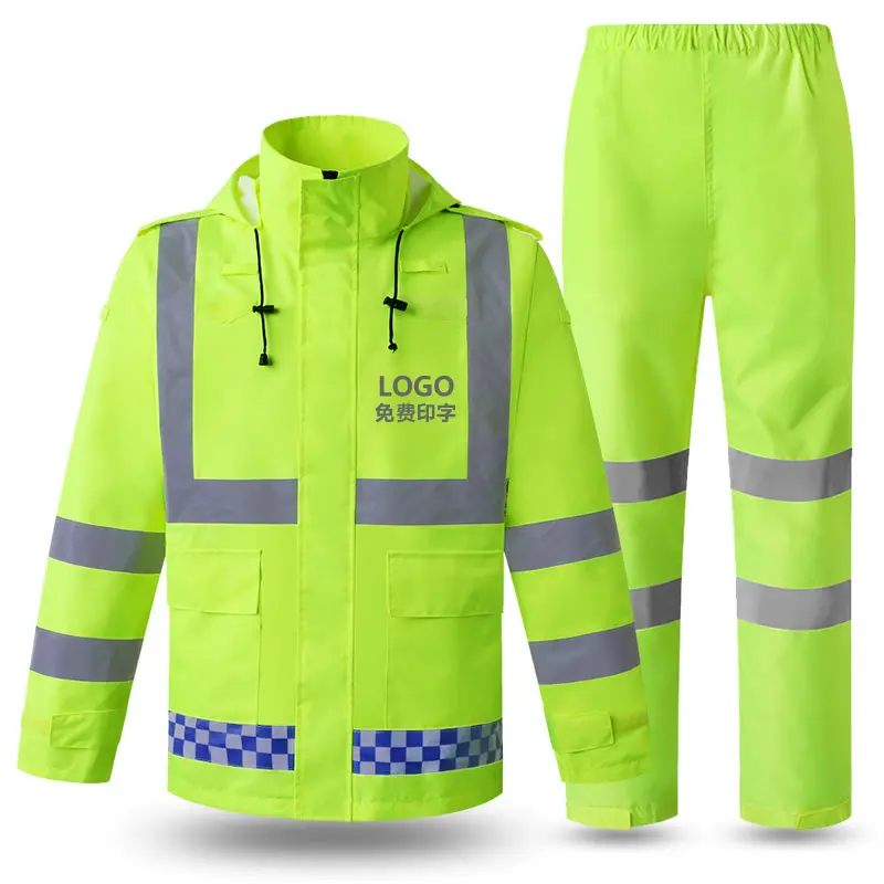 

Мужской непромокаемый дождевик и штаны Hi Vis, водонепроницаемый дождевик с высокой видимостью, ветрозащитный светоотражающий дождевик