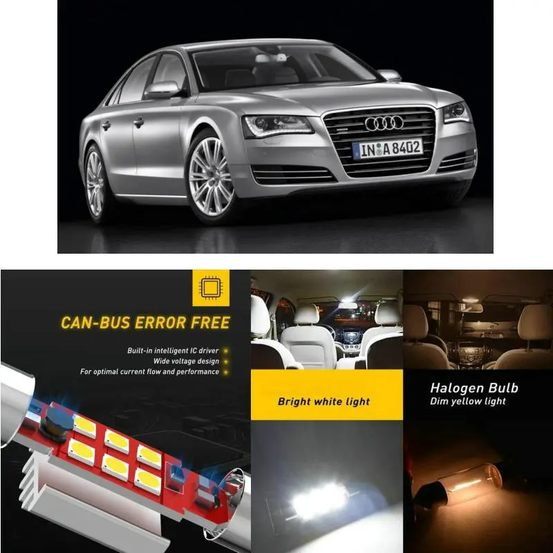 

LED Interior Car Lights For Audi A8 4H2 4H8 4HC 4HL Interior rear trunk glove box make-up mirror lighting error free