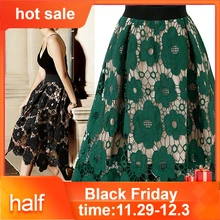 Полиэфирные юбки женские промежность кружева дамы мягкие стрейч расклешенные с принтом скейтерская юбка сплошной цвет горячая распродажа