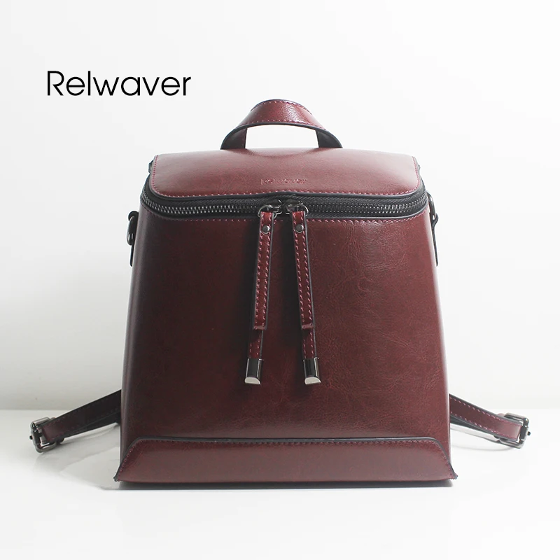 

Leather backpack cowhide split leather box shape shoulder hand bag female fashion England style girl all zipper women backpack