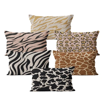 

Animal Skin Pattern Cushion Cover Scandinavian Style Decorative 30*50 Linen Throw Pillow Case for Car Pink Yellow Pillowcase
