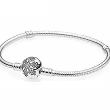 Аутентичный 925 пробы Серебряный Кристалл Снежинка хлопает змея цепь ПАН браслет подходит для женщин бисера Шарм DIY ювелирные изделия