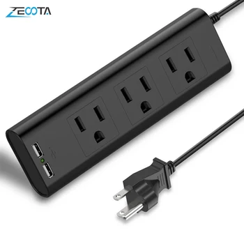 

Multi Power Ptrip Electrical Surge Protector 3 way US Plug Outlet Travel Adaptor USB Socket 2.4A Quick Charge 2m Extension Cord