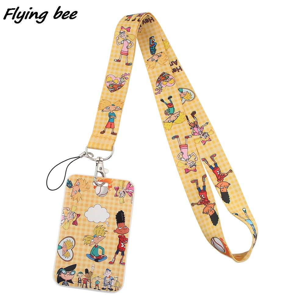 Flyingbee Cartoon Creative Lanyard Card Holder Student Hanging Neck Mobile Phone Badge Subway Access X1427 | Канцтовары для офиса