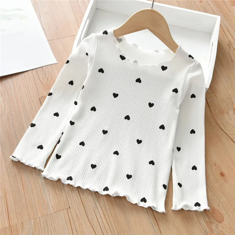 Girls Spring Autumn Bottoming Shirts Children's Long-sleeved T-shirts Korean Style Love Pattern Baby Inside Tops In Winter Kids Shirts