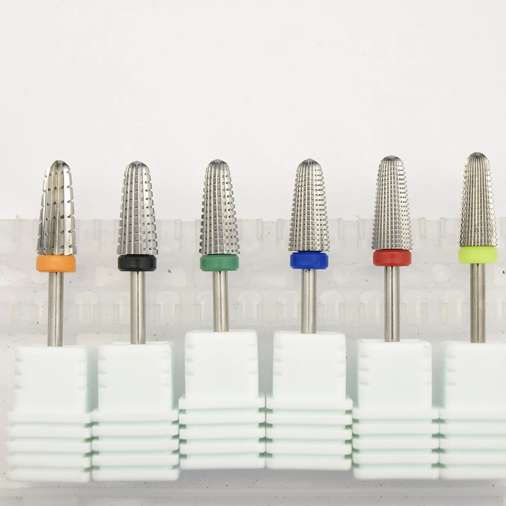 새로운 5in1 테이퍼형 안전 카바이드 네일 드릴 비트, 컷 드릴 카바이드 밀링 커터, 매니큐어 젤 네일 제거용 액세서리