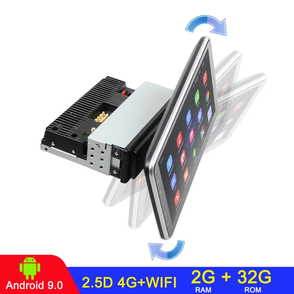 Universal 9&quot 1 Din Car Radio Android 9.1 car Multimedia GPS BT WiFi with 360 Up/Down Degree Rotatable Screen MP5 Player 2G 32G |