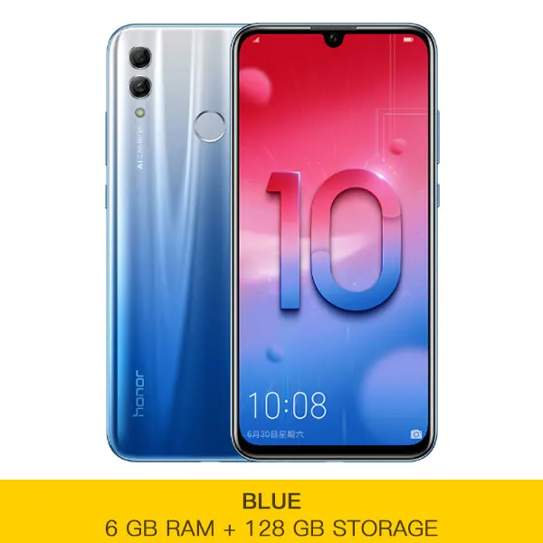 6GB 128GB Blue Смартфон Honor 10 Lite Kirin 710, 4 Гб, 6 ГБ ОЗУ, 64 ГБ, 128 Гб ПЗУ, экран 6,21 дюйма, Android 9, четыре ядра, 3 камеры, мобильный телефон - Цвет: 6GB 128GB Blue
